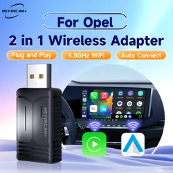 2024 nowy HEYINCAR 2w1 bezprzewodowy Android Auto Adapter Carplay bezprzewodowy dla Opel Vauxhall Corsa Mokka Astra Vectra GRANDLAND