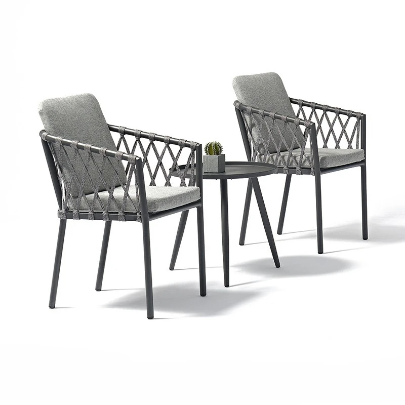 

Outdoor table and chair combination coffee shop armrest leisure three-piece set household balcony