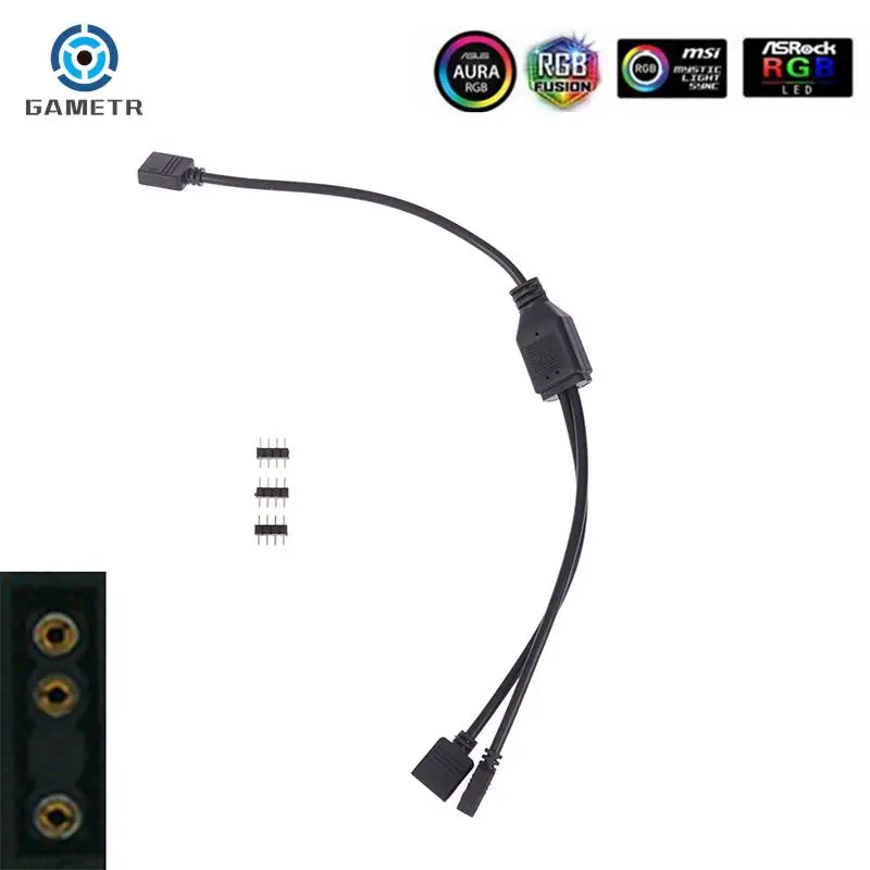 Cable de extensión de conector divisor ARGB para PC, ventilador de ordenador, placa base AURA RGB, tira de luz LED, 5V, 3 pines, 12V, 4 pines