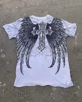 Y2K  Affliction T shirt New Hip Hop Vintage Round Neck Oversized T shirt Men Women Short Sleeved Goth Clothing Tops Streetwear