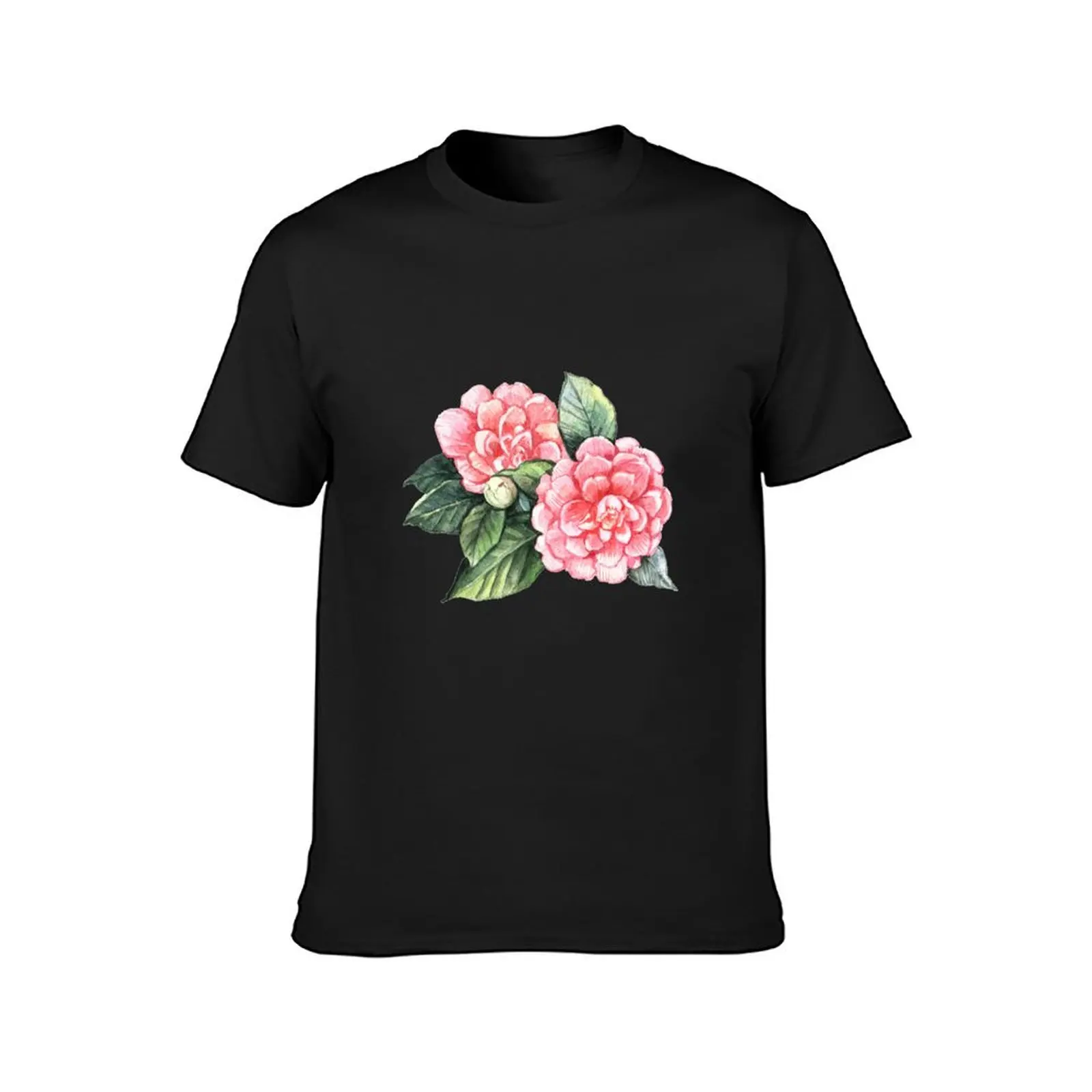 Watercolor Camellia T-Shirt customs plus size tops mens t shirts pack