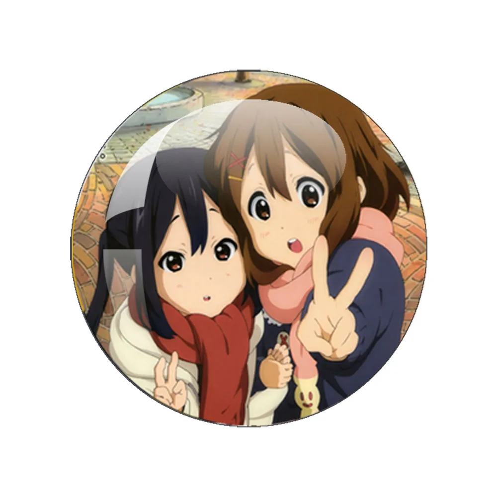 Anime K-ON! Anime Hirasawa Yui Akiyama Mio Tainaka Ritsu 10 mm-40 mm kaca Cabochon Dome perhiasan temuan belakang datar