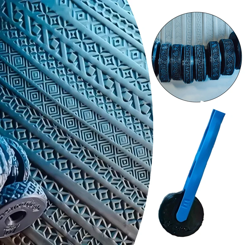 Herramienta rodante de alivio de estilo egipcio: rueda con textura de arcilla y rodillo para sellos para cerámica, manualidades y proyectos de arte