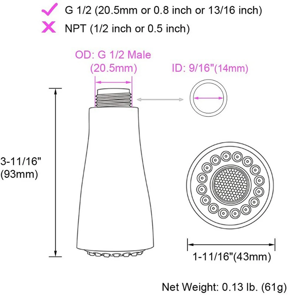 

Выдвижная распылительная головка, кухонная распылительная головка, 1 шт., для выдвижного крана, кухонный смеситель, мужской G 1/2, выдвижная насадка
