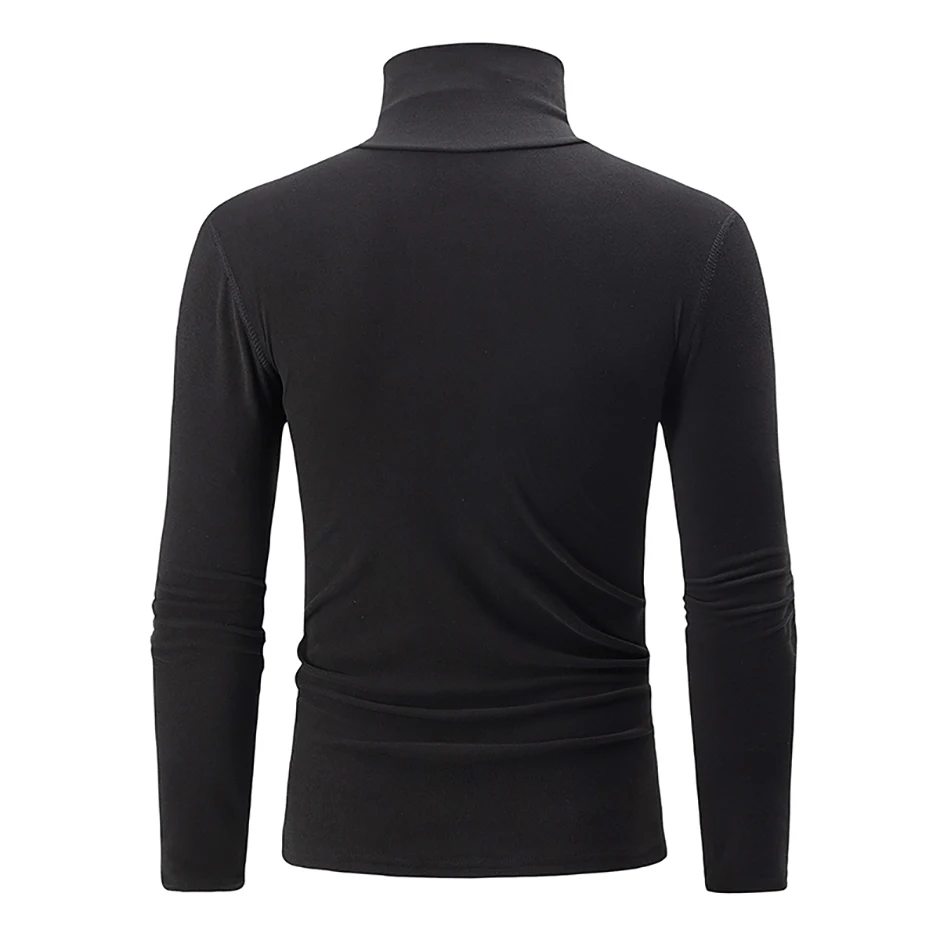 3/1 Stück Herren Herbst- und Winter-T-Shirt in Uni-Farbe mit halbhohem Kragen, lässig, einfach, warm, langärmelig, für junge Männer, Übergröße, Basic-Oberteil – Detail 13