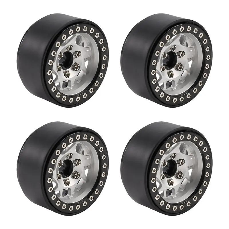 MACH-4Pcs RC Crawler Car Aluminum Alloy 1.9 Inch Beadlock Wheel Rim For 1/10 RC Crawler Car Accessories