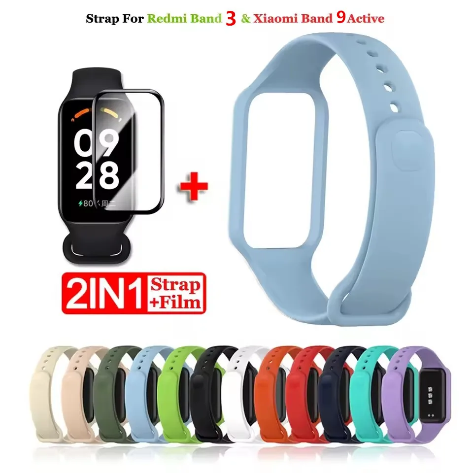 Replacement Strap For Xiaomi Smart Band 9 Active Silicone Watchbands Strap For Redmi Smart Band3 Strap Bracelet