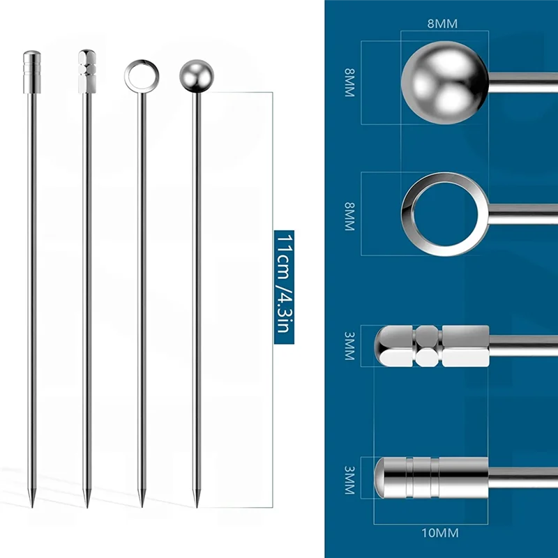 Cocktail Sticks Cocktail Picks Appetizer Stainless Steel Skewers for Toothpicks Sticks Fruit Metal Toothpick Stick 16Pcs