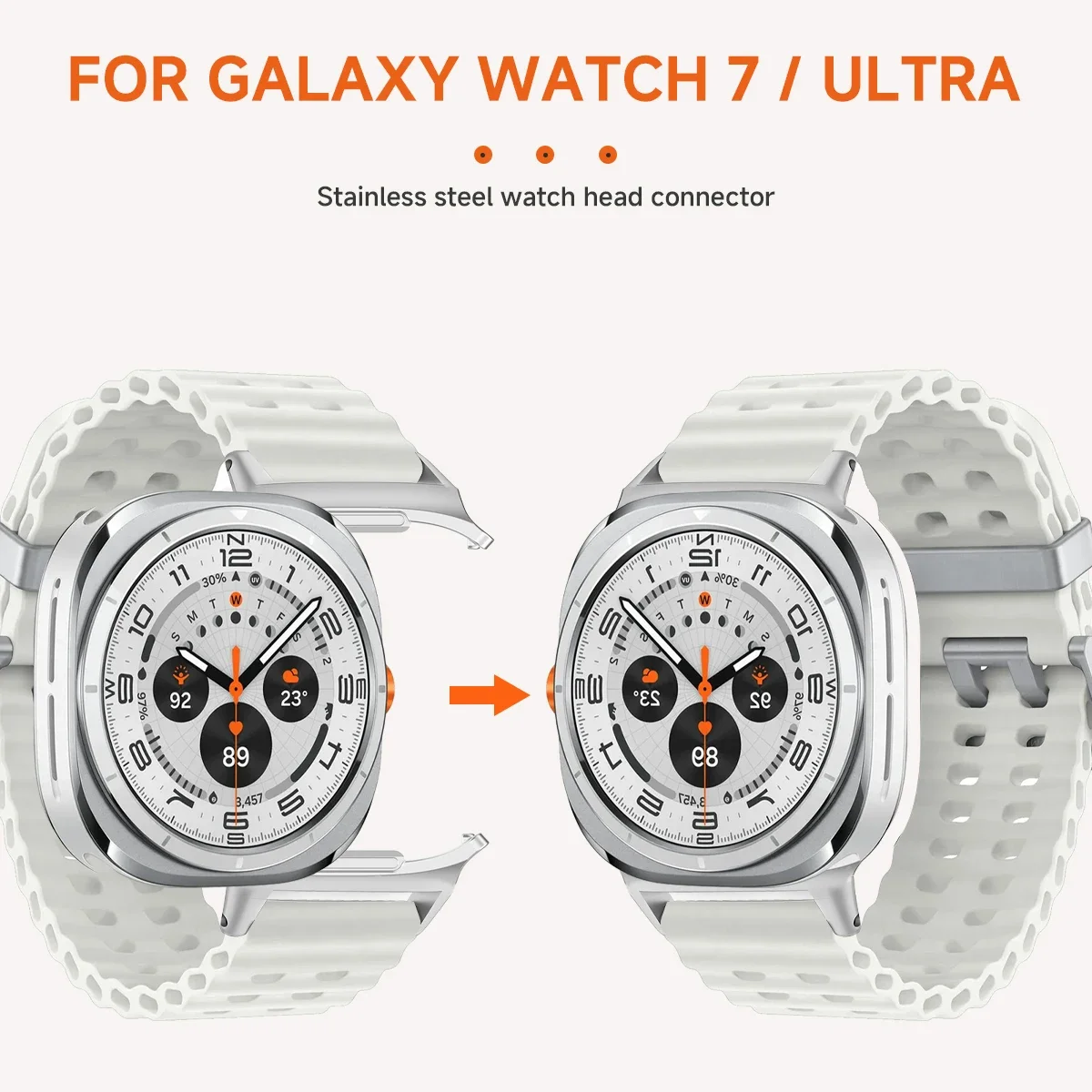 1Pair Metal Adapter For Samsung Galaxy Watch 7 Ultra 47mm Watchband Strap Connector Bracelet 316L Stainless Steel 22mm 24mm Band