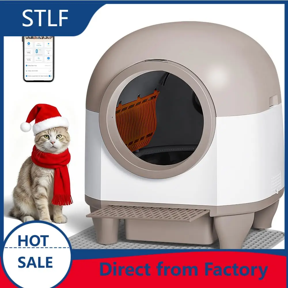 80L Large Capacity Self-Cleaning Cat Litter Box, Smart APP Control Safety Protection Automatic Cat Toilet Multi-Cat Use