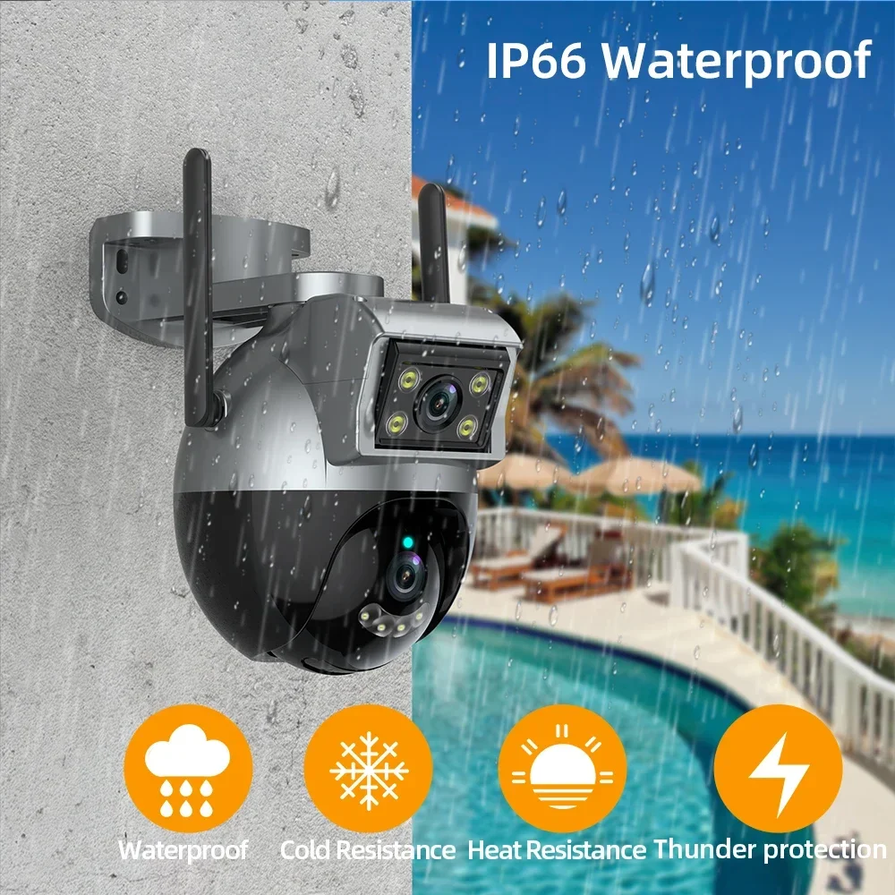 Tuya 4K Dual Lens Wifi IP Camera Outdoor Auto Tracking PTZ Wireless CCTV Security Surveillance Camera System Color Night Vision