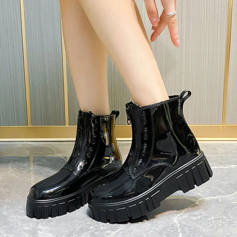 Rain Boots Women Garden Galoshes Comfort Platform Ankle Rubber Boots Female Waterproof Rain Shoes PVC Botas De Lluvia Mujer