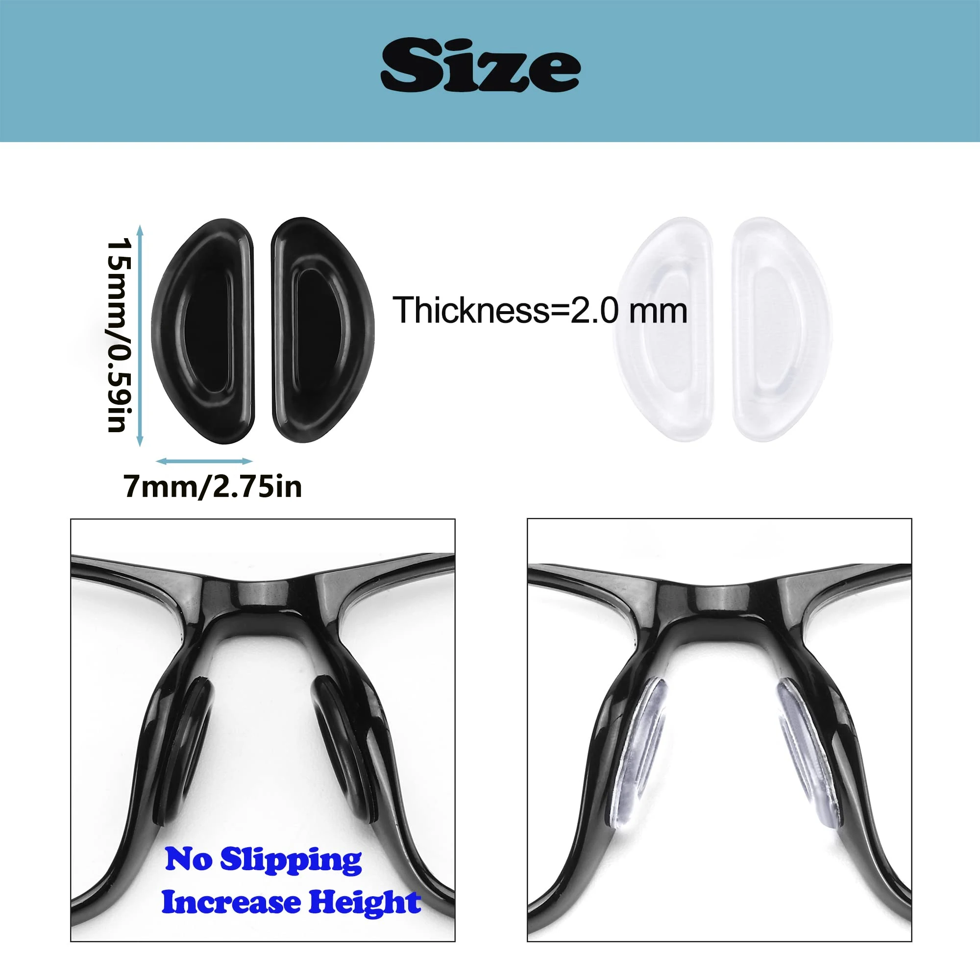 12Pairs Silicone Non-slip Nose Pads D-shaped Glasses Nose Support Long Lasting Eyeglasses Nasal Holder Eyewear Accessories