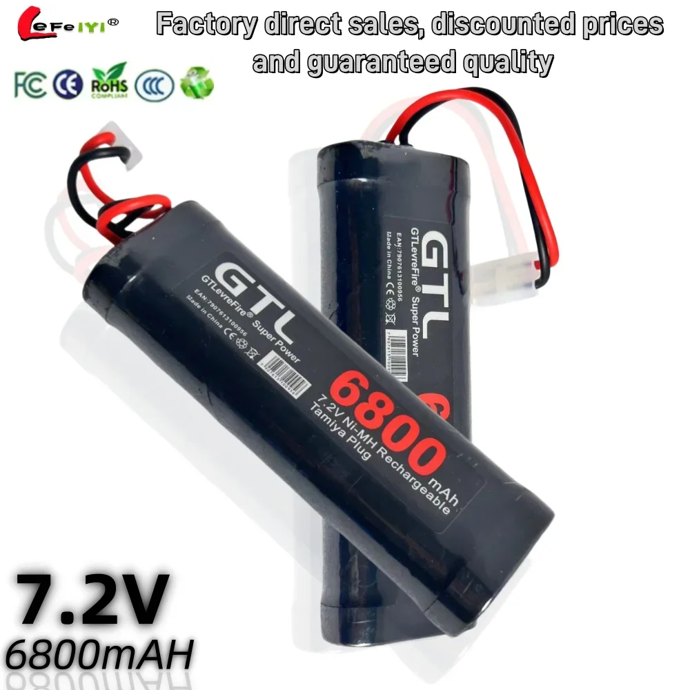 2025 7.2V Battery 6800mAh NiMH Battery Pack RCcar Truck Bugibot Tank Ni MhBattery Gray Dinner Power Supply with Tamiya Connector