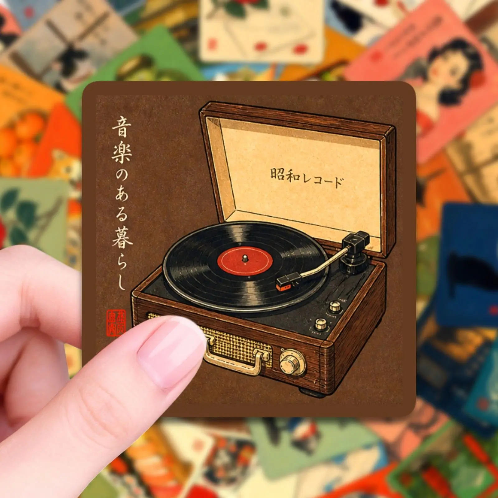 50pcs Japanese Retro Showa Stickers, Vintage Ukiyo-e Style Waterproof PET Decals, Traditional Culture Aesthetic Stickers for Jou