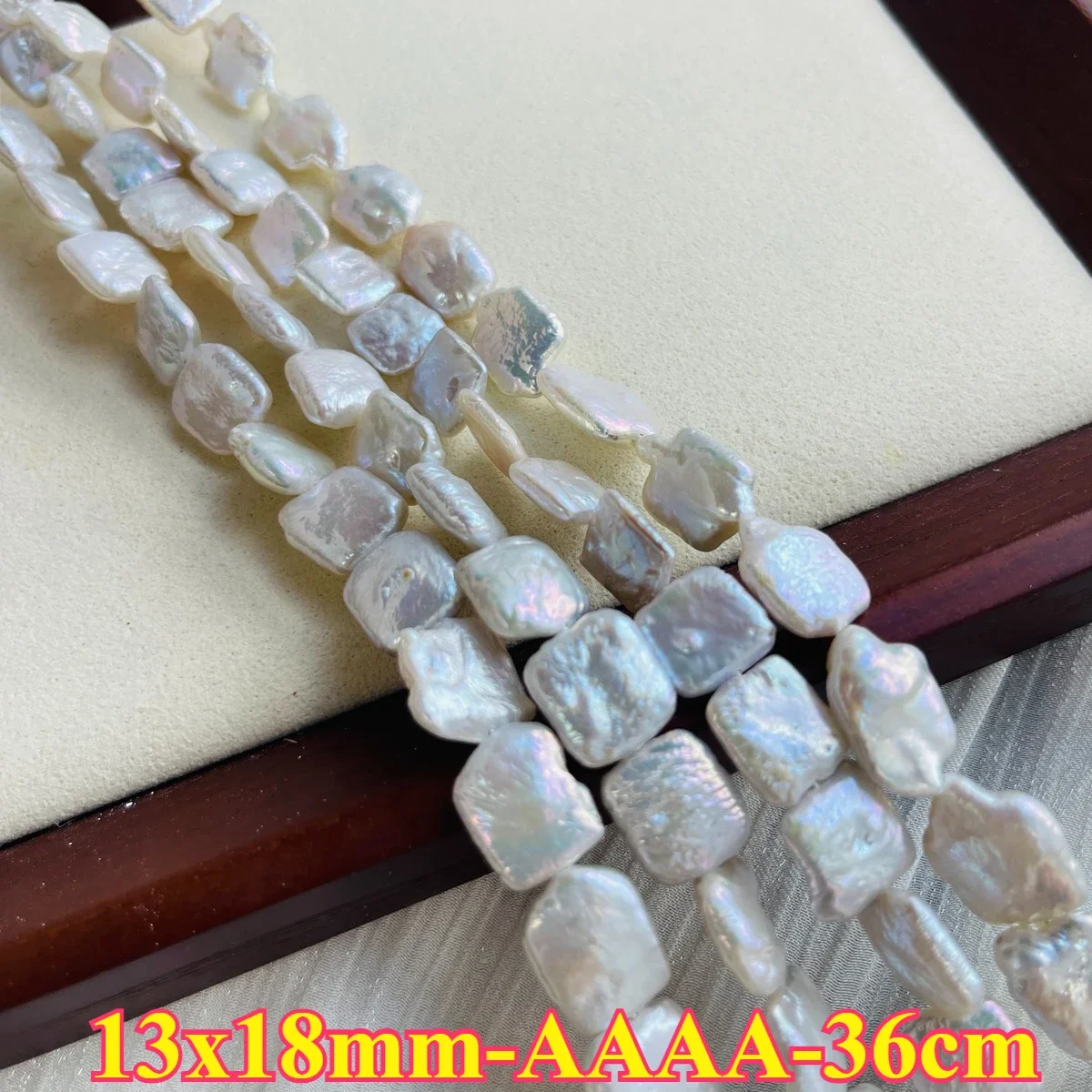 

13x18mm AAAA Dazzling Natural Freshwater Pearl White Square Spacer Bead Jewelry Make Gift DIY Necklace Bracelet Women Wedding