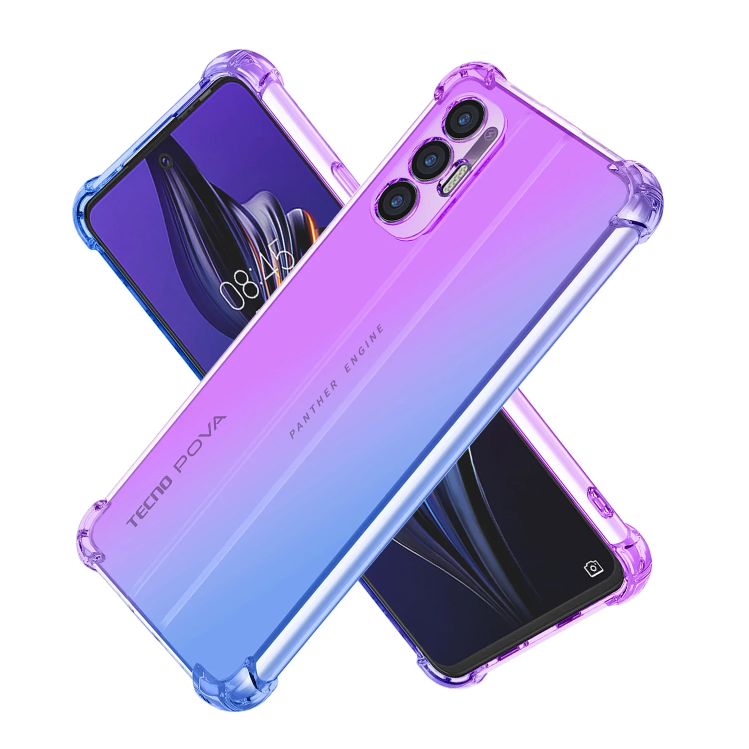 Clear Cute Gradient Case For Tecno Pova 3 Pova 2 Pova Neo Spark 9 8 7 6 Go Phone Slim Anti Scratch Flexible TPU Shockproof Cover