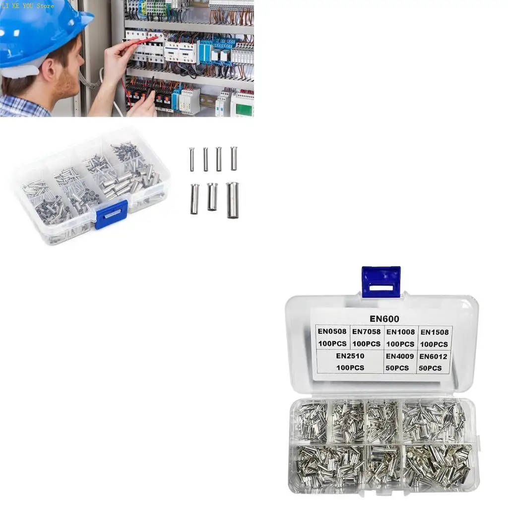 W3JE 600pcs Wire End Ferrules Set Uninsulated Crimp Pin Terminals for Wire Connection