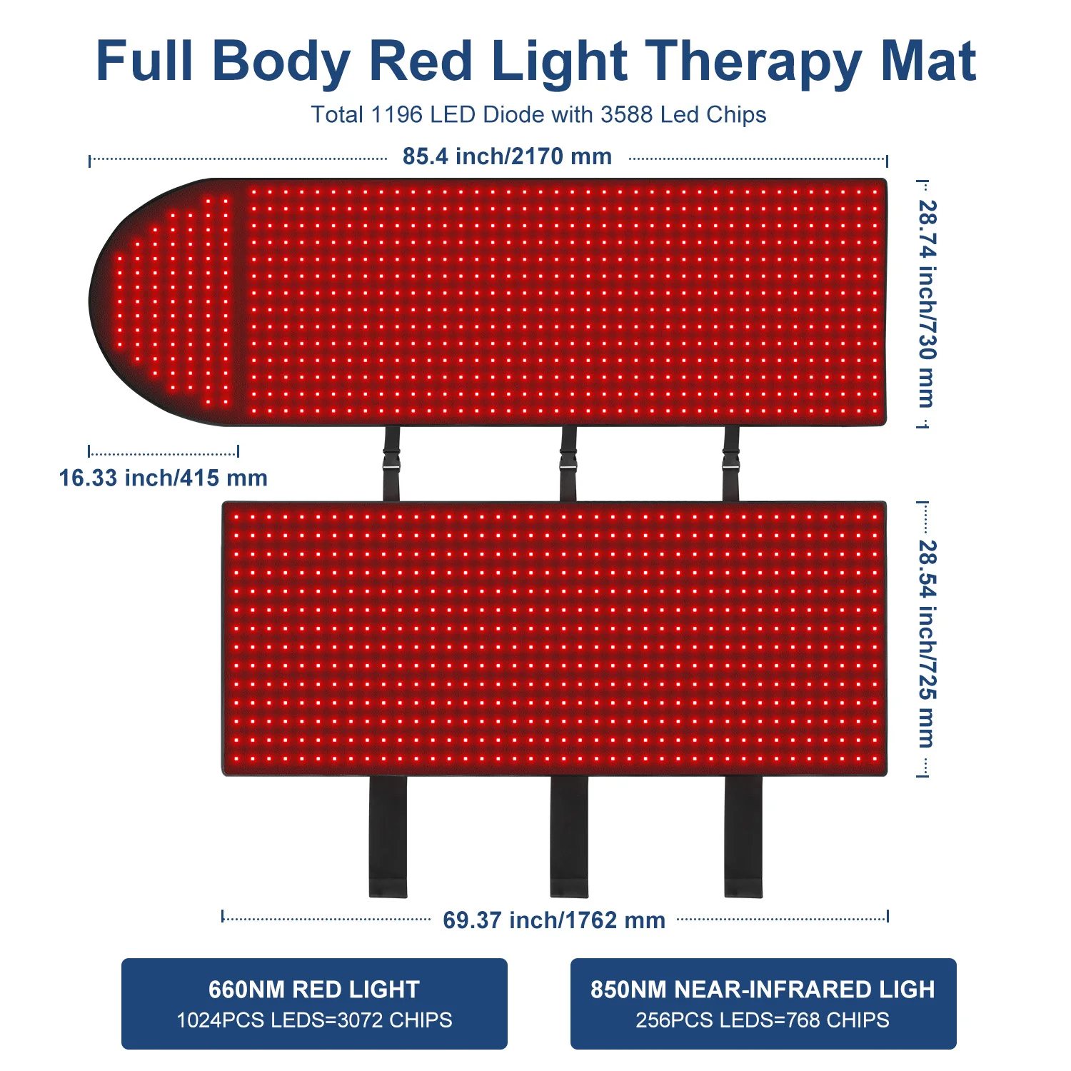 No EMF Customized logo Full Body Infrared Light Led Mat Red Led Red Light Therapy Bed Mat Blanket with Wireless Controller