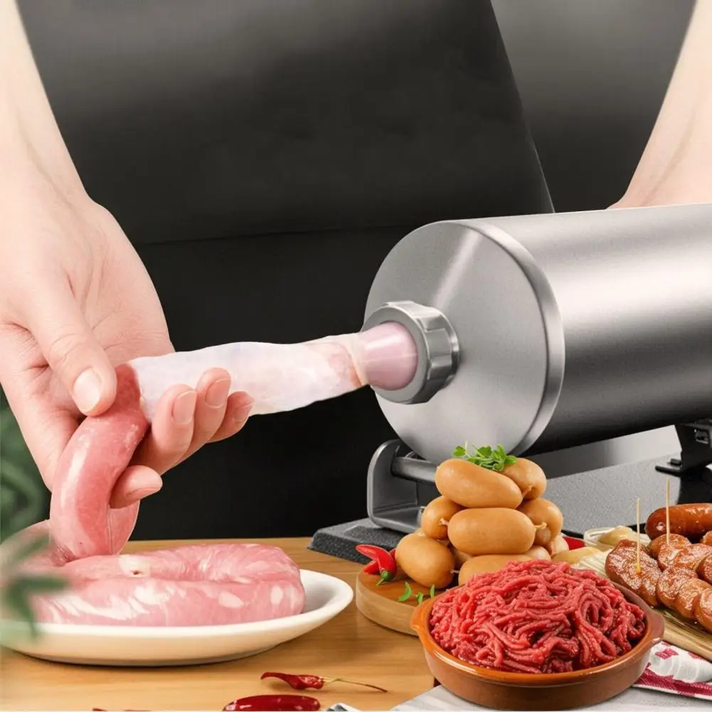 3/4L Sausage Stuffer, Stainless Steel Homemade Manual Sausage Maker, Horizontal Meat Filling Kitchen Machine (Including 8 Stuffi