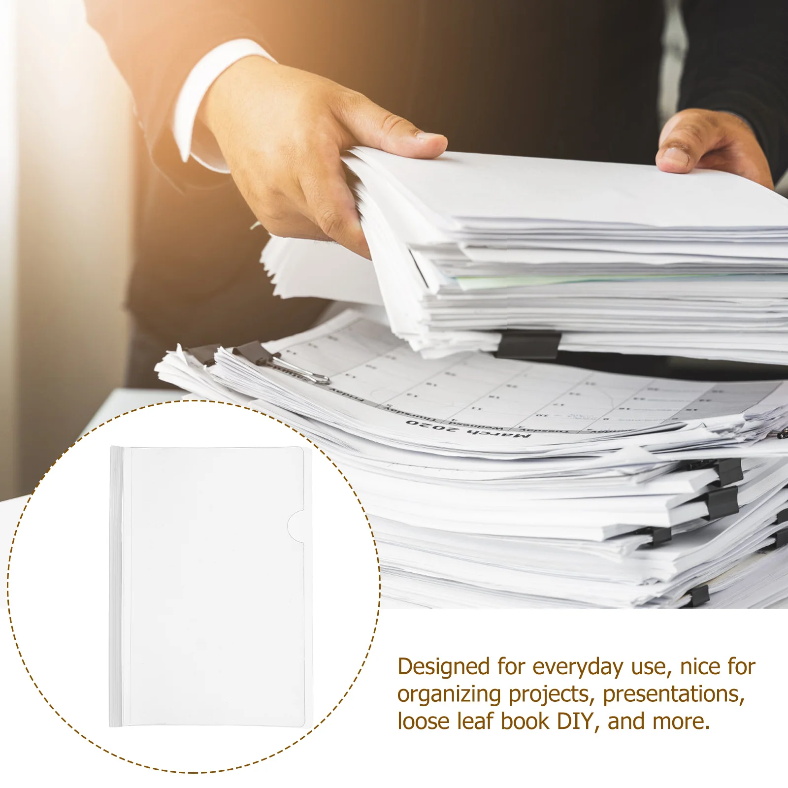 

10pcs B5 Clear Plastic Lever Arch File Covers With Sliding Bar For Documents Report Folders Rod Clamps Paper Holders Portfolio