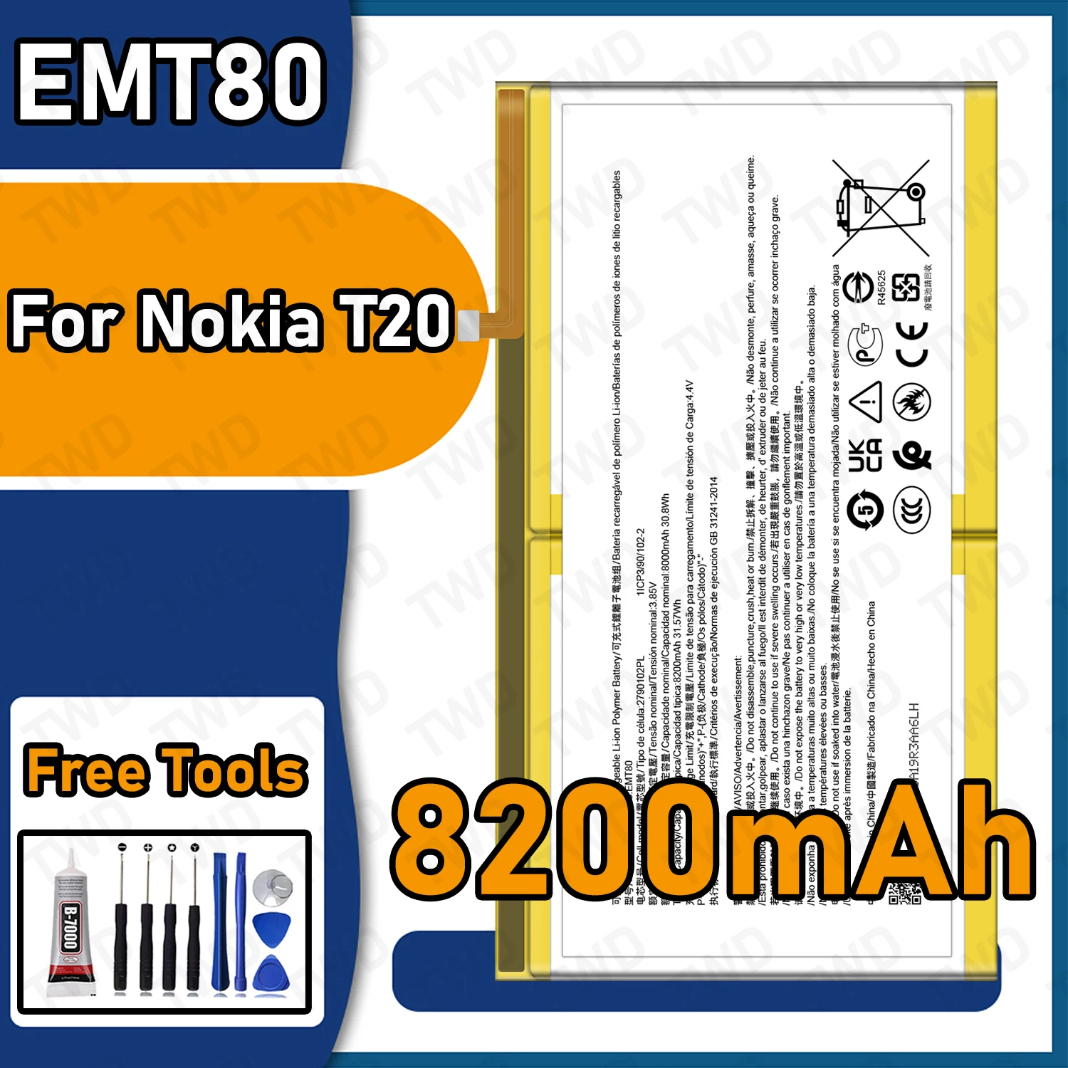 EMT280 Large capacity Battery For Nokia T20 Tab Batteries New High Quanlity+Free Tools