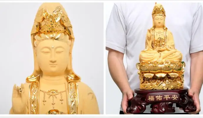 

47CM tall # family HOME Safety luck Talisman efficacious gilding nanhai Guanyin Bodhisattva Buddha