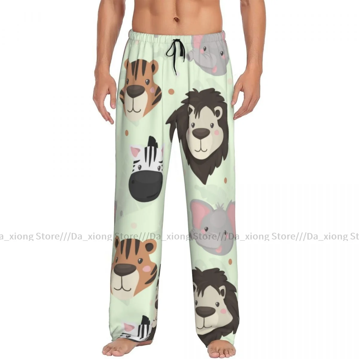 Men Sleep Bottoms Male Lounge Trousers Men's Cute Wild Animal African Safari Pajama Pants