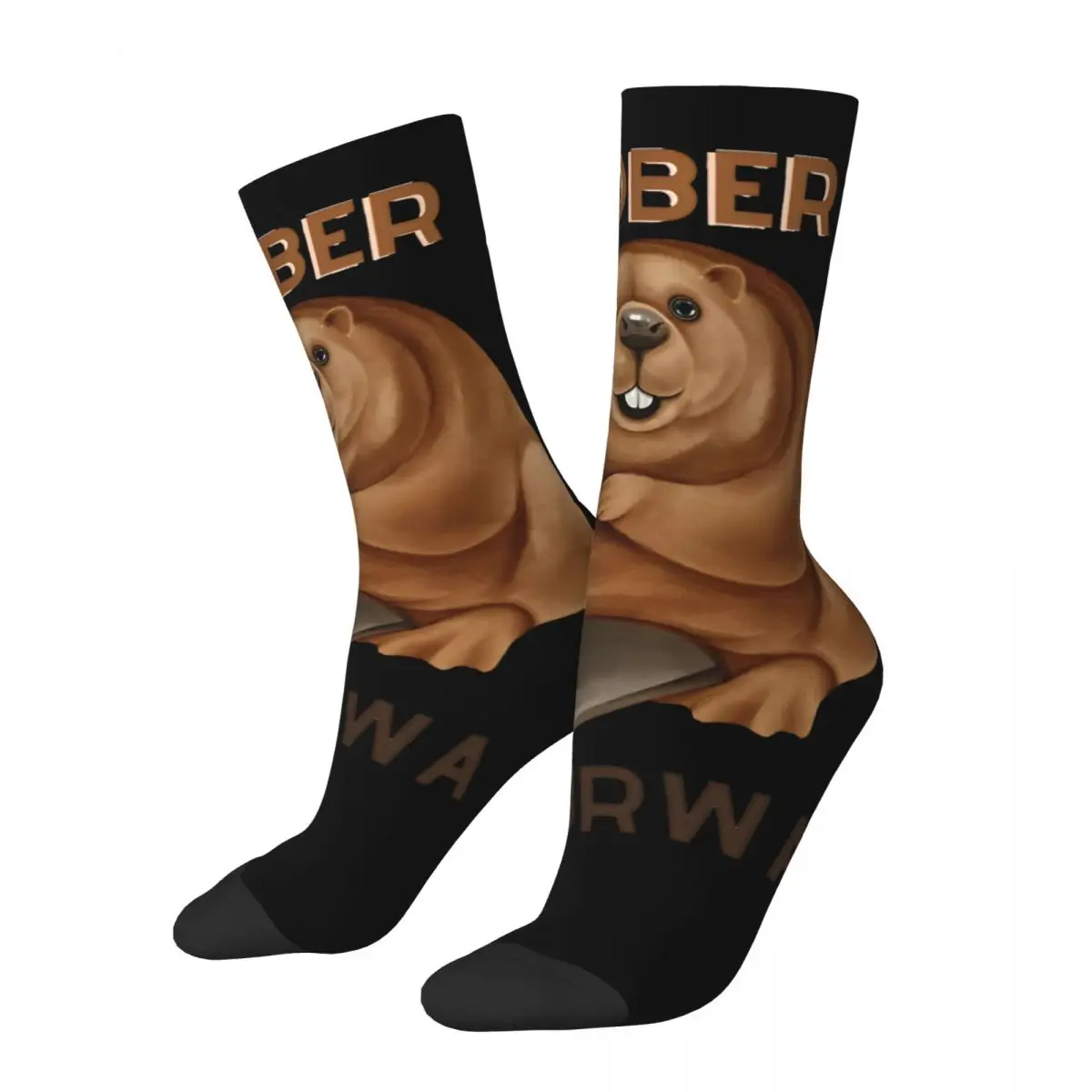 

Retro Laughing Beaver Watercolor Men's compression Socks Unisex Kurwa Bobr Bober Street Style Pattern Printed Novelty Crew Sock