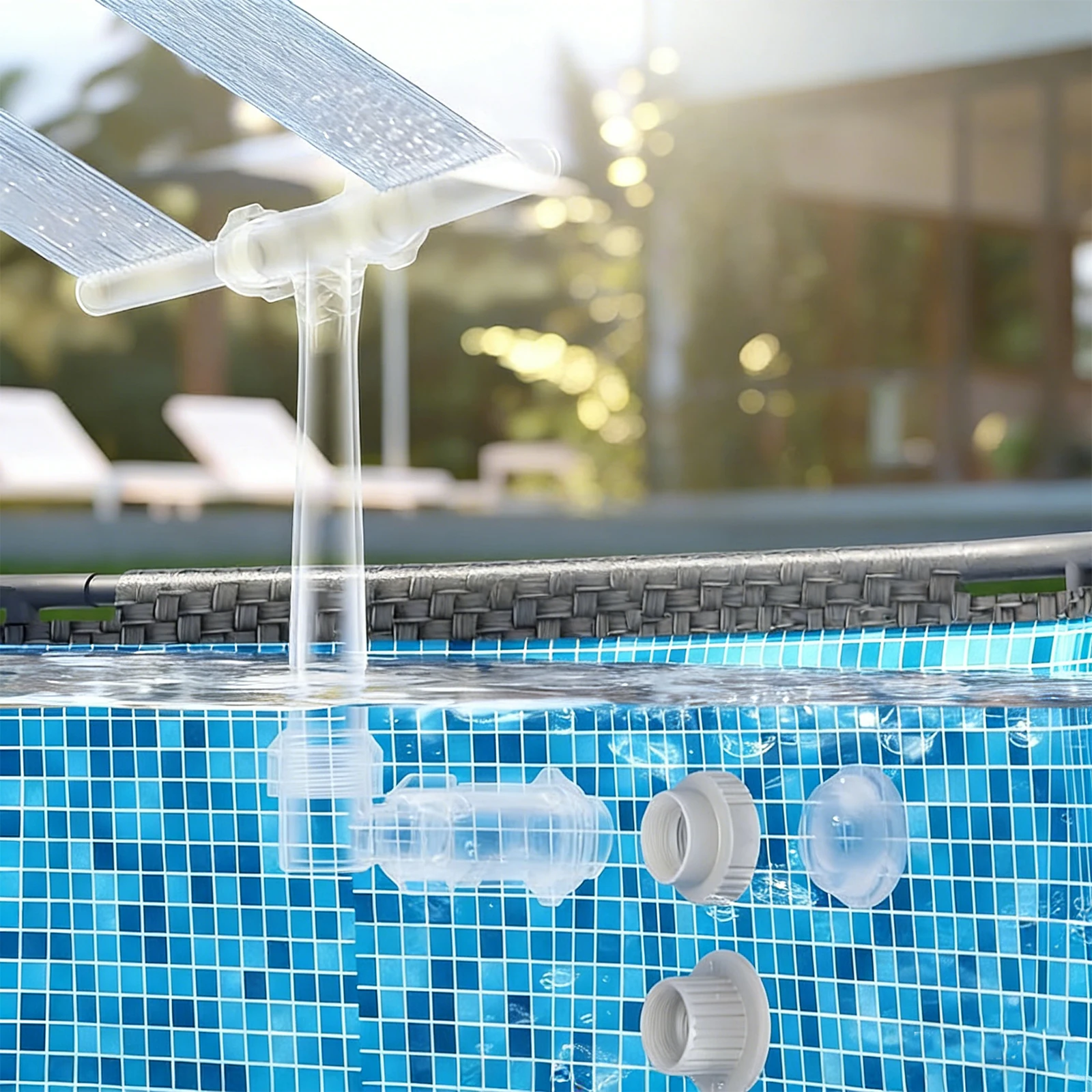 2Pcs Ground Pool Fountain Adapters 1 Male 1 Female Pools Waterfall Connector For Intex Pool Backyard Garden Courtyard Playground