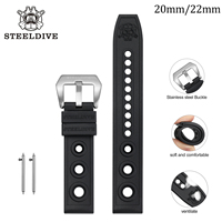 STEELDIVE Automatic Watch Strap Replacement Watch bands Automatic Watch 22mm Bracelets Black Dive Watches Rubber Strap 20/22mm