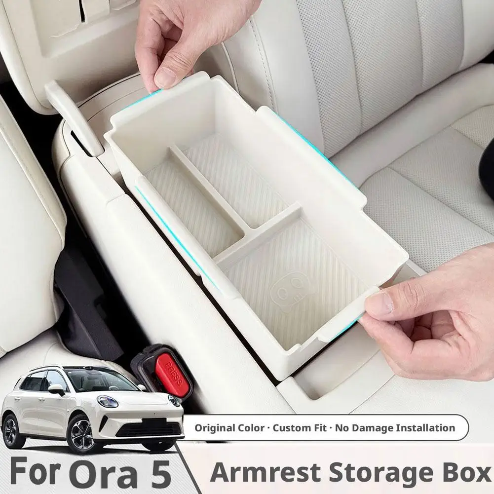 For ORA 05 Center Console Storage Box Armrest Organizer Partition Tray Stowing Tidying Car Interior Accessories