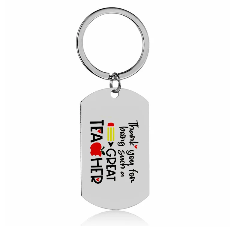 1Pc Thank you for being a great teacher. Graduation season. Grateful stainless steel keychain, the best gift for teachers