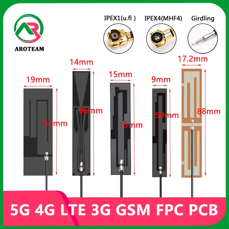 

10PCS Wholesale 5G 4G LTE 3G GSM FPC PCB Patch Flexible Omni WiFi Antenna 10~8dbi Internal Board IPEX1 IPEX4 U.fl MHF4 SMA