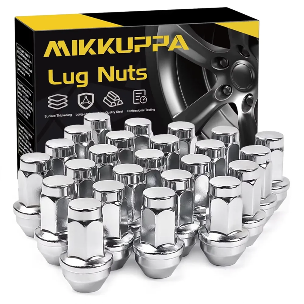 

MIKKUPPA Wheel Lug Nuts M14x2.0 Chrome 24pcs Set Anti Rust Heavy Duty Precision Threaded 13/16 Hex Nuts for Cars and Trucks