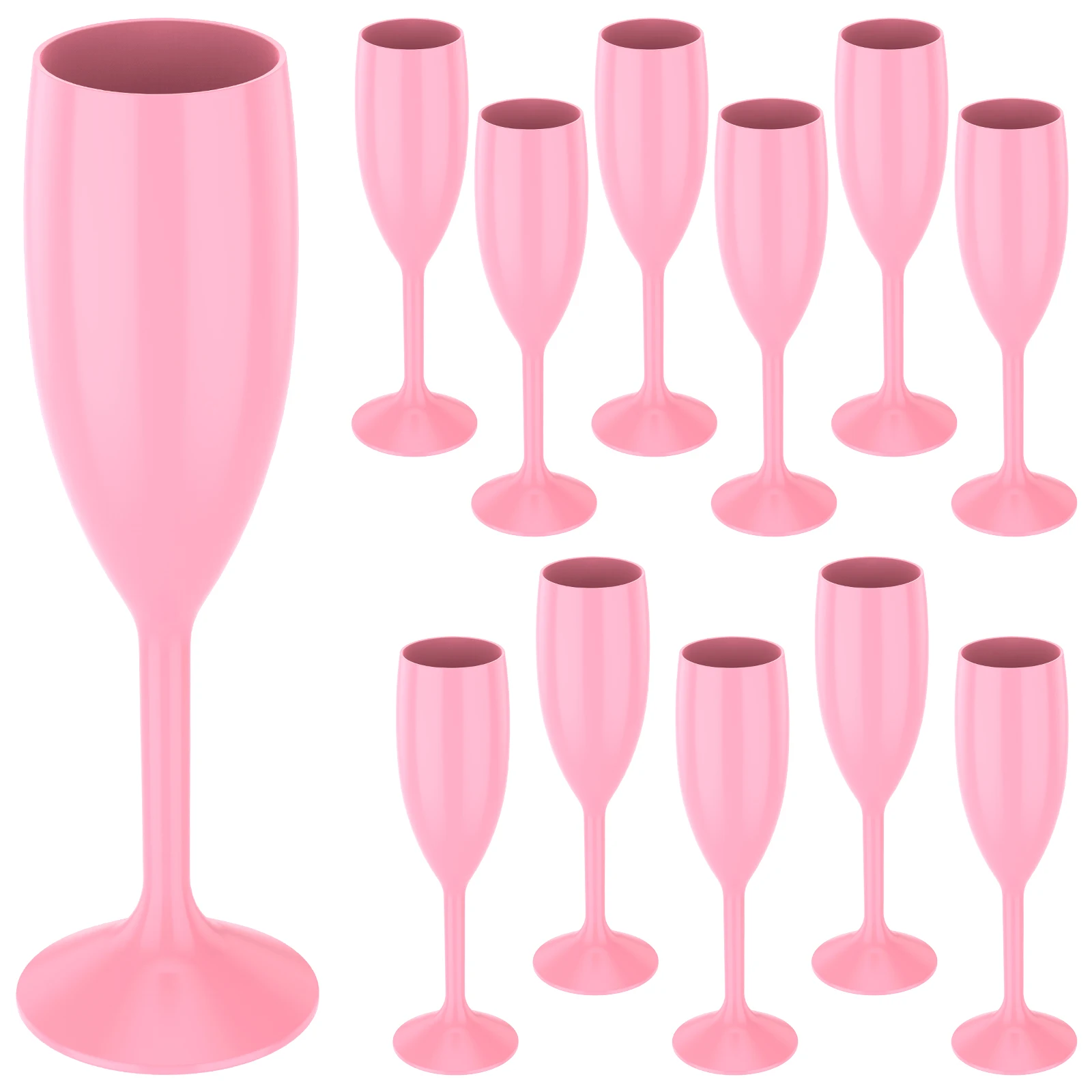 

12pcs Champagne Flutes Glass Pink Elegant Wine Flutes Set Champagne Wine Plastic Goblet Toasting Drinking Cup For Wedding Party