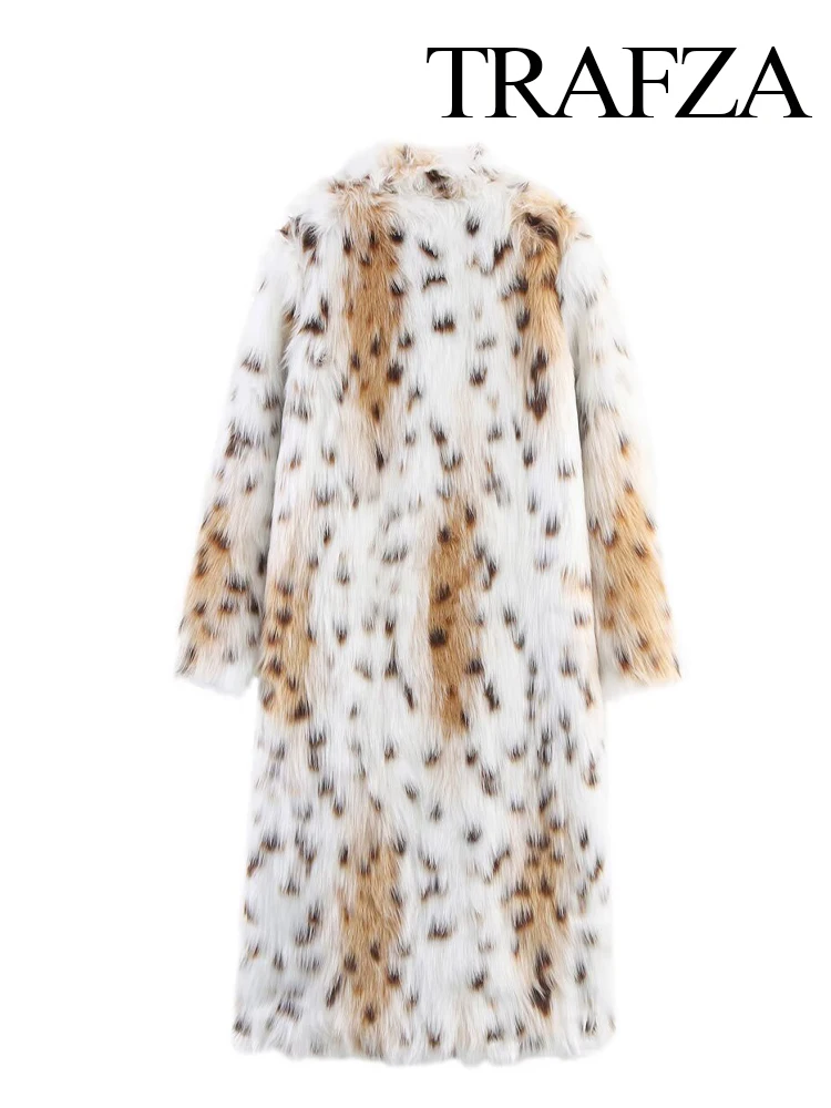 เสื้อโค้ทแฟชั่นผู้หญิงสำหรับฤดูหนาว ปกเสื้อแบบปกเชิ้ต ขนเทียมลายเสือดาว ทรงหลวม สไตล์ลำลอง อุ่นสบาย หนา ทันสมัย