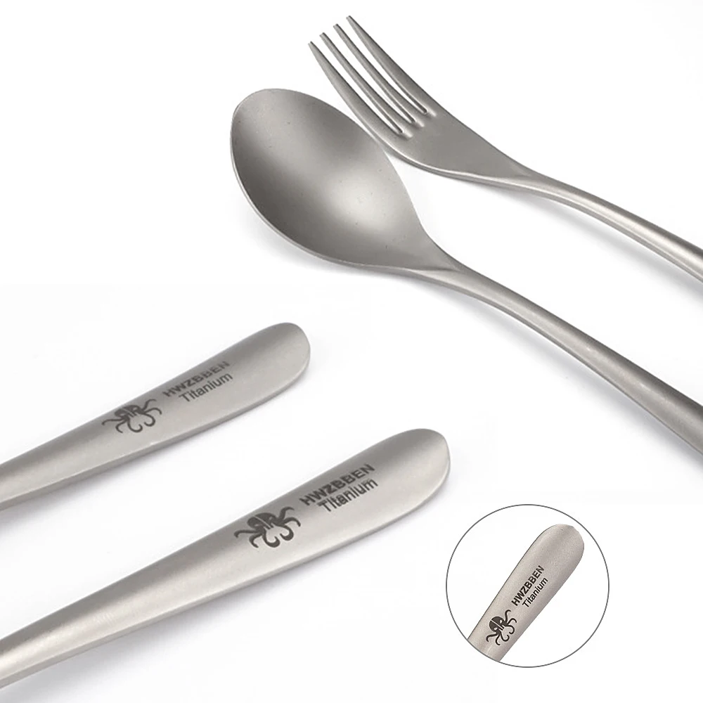 Lightweight Titanium Spoon Titanium Fork Titanium Chopsticks for Noodles Rice Cookware for Home Outdoor Camping Hiking Picnic