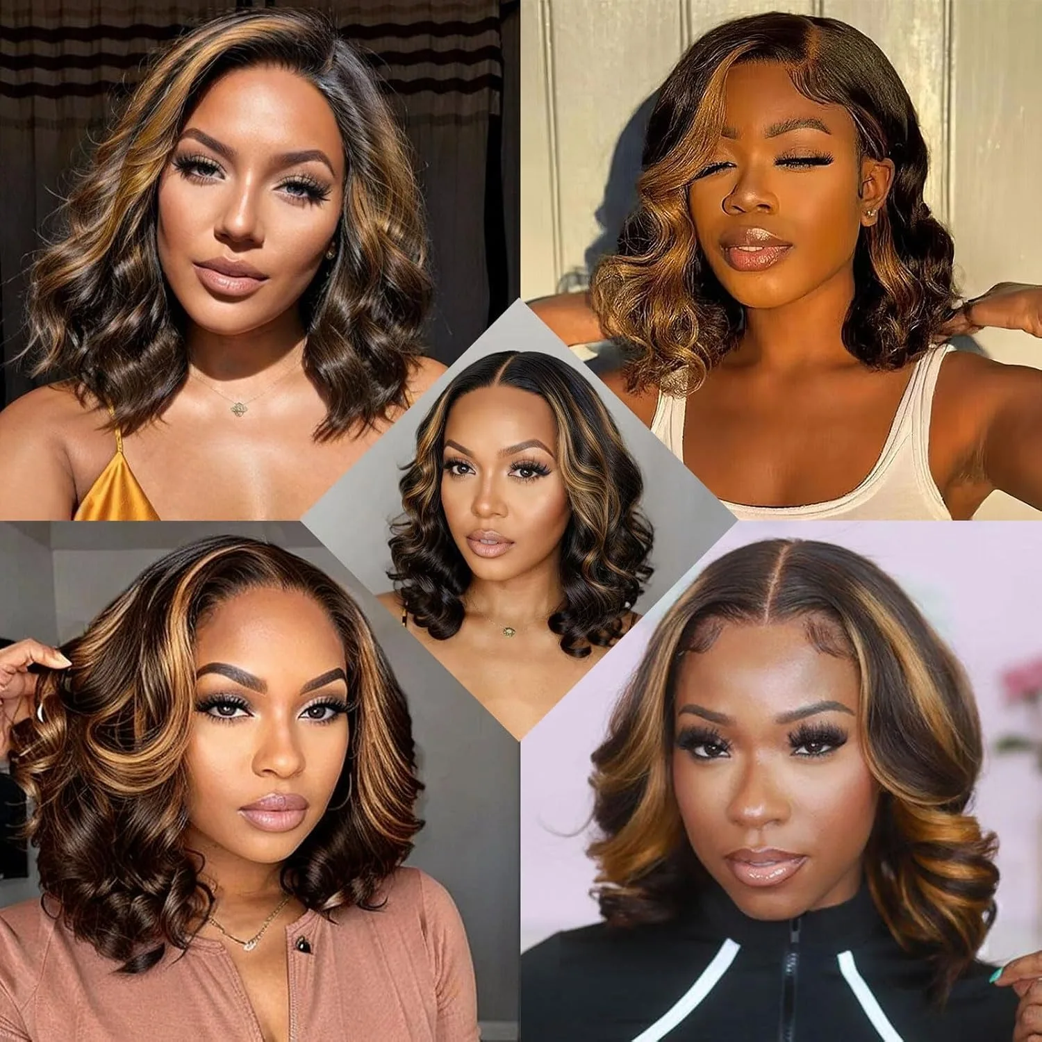 Ombre Evidenziare PB/30 Onda Del Corpo Breve Bob Parrucca Dei Capelli Umani 13x4 HD Trasparente Anteriore Del Merletto Dei Capelli Umani Ombre Brasiliane Frontale capelli