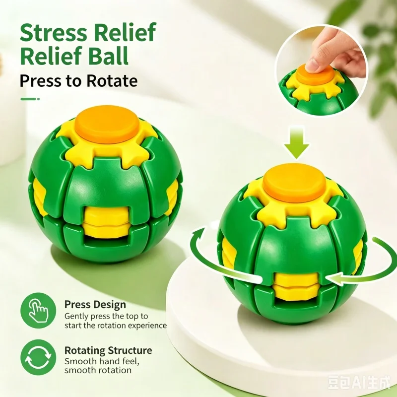 Color 3D printed pressure reducing ball, dual gameplay of pressing and rotating, fingertip gyroscope, office portable puzzle toy