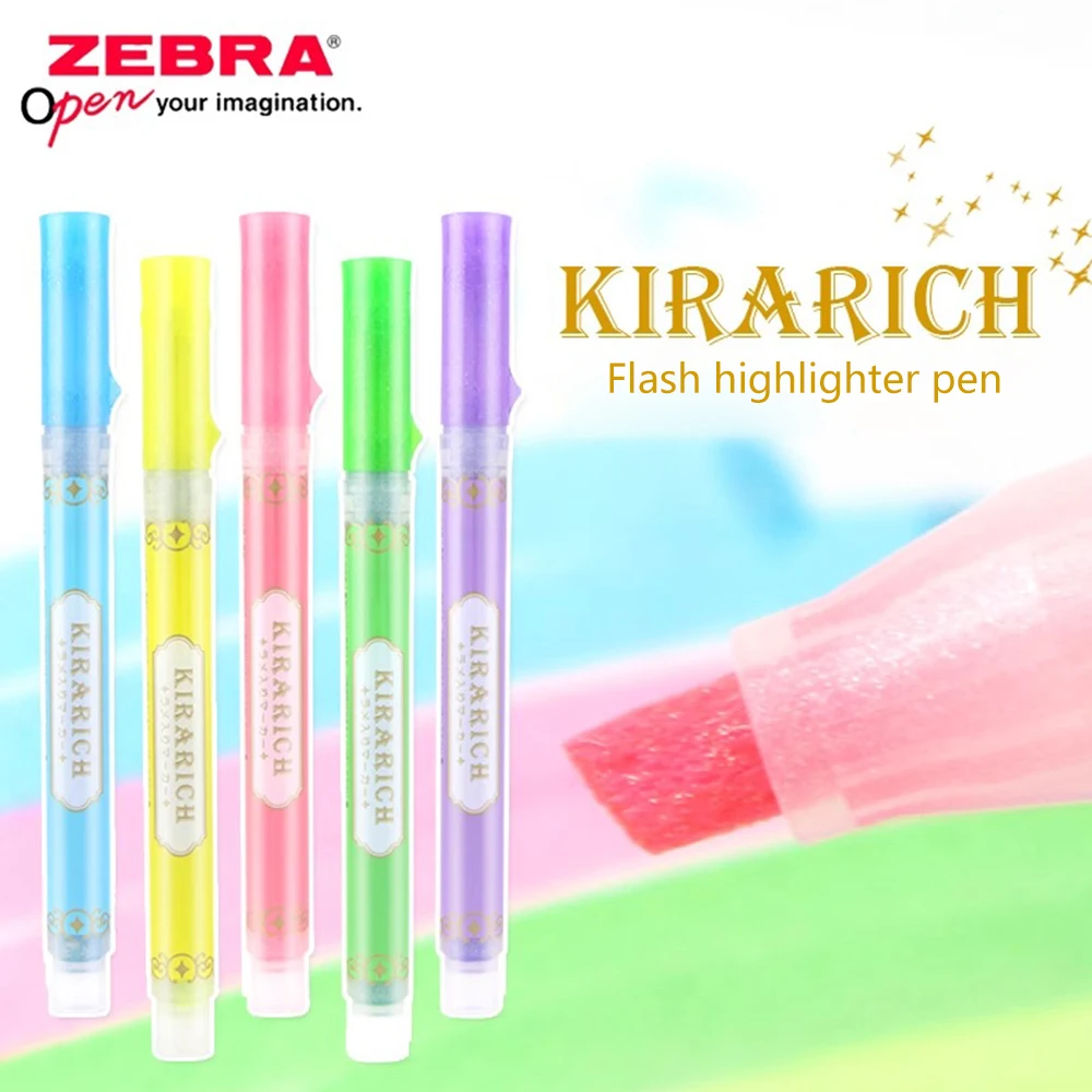 

1 шт., японские блестящие маркеры ZEBRA, ручка KIRARICH, справочник, граффити, ключевая маркировка, заметки WKS18 Kawaii, школьные канцелярские принадлежности