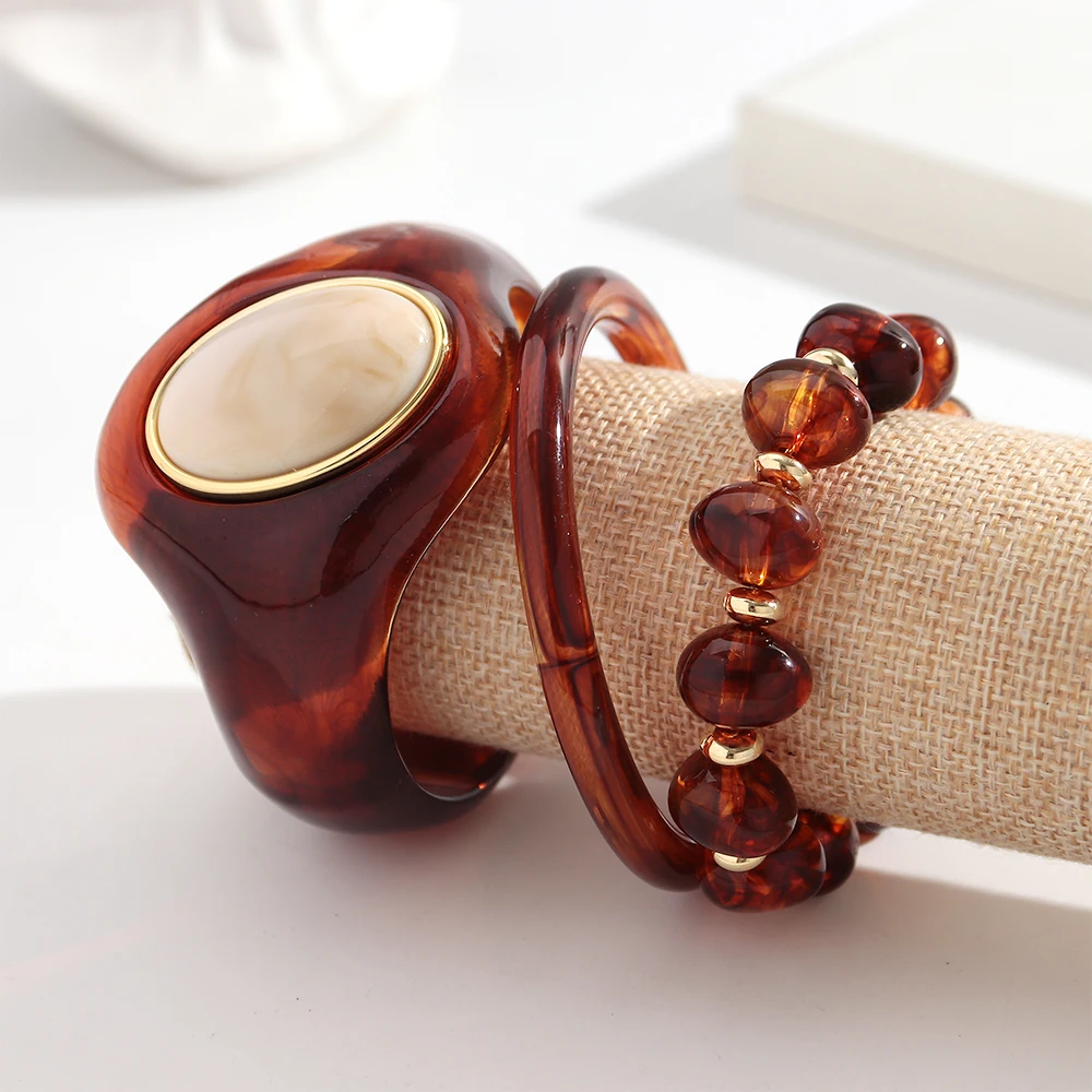 3Pcs Vintage Boho Acrylic Marb - Resin Jewelry Kit ulasan dan harga