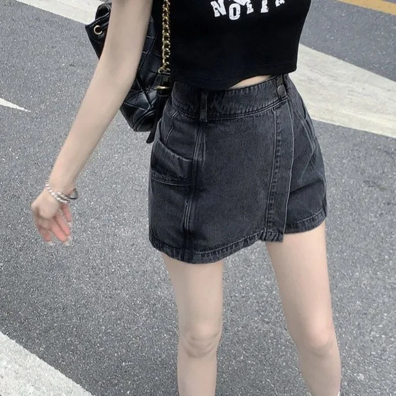 

Shorts Women Vintage American Style Casual Streetwear High Waist Chic Denim Slim Fashion All-match Aesthetic Retro Lady Summer
