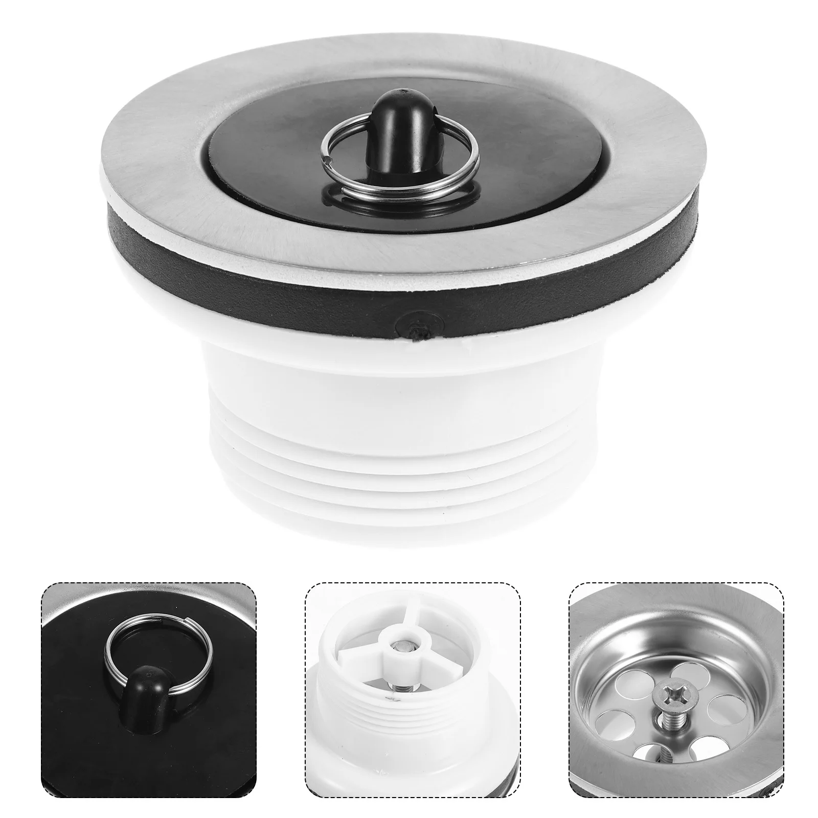 

Utility Sink Drain Kit Strainer Plug Advanced Drainage System Tub Drain Stopper Kitchen Laundry Tub Splash Guard Clog Prevention
