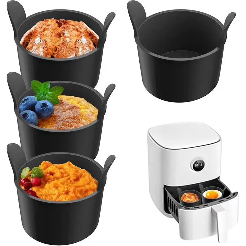 2/4Pcs Air Fryer Egg Poacher Cups Silicone Cake Muffins Cupcakes Moulds Baking Custard Tart Pie Desserts Egg Poaching Maker