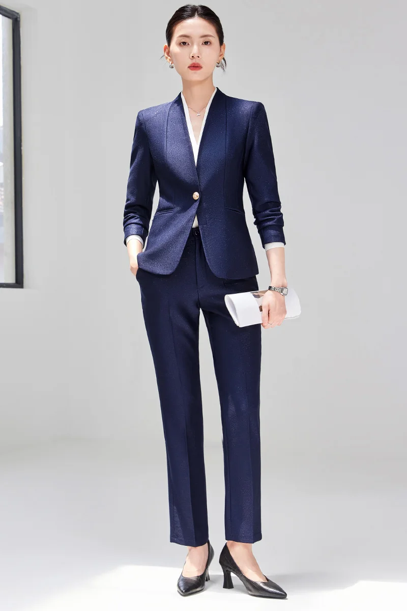 

AIyssa2026 professional womens autumn and winter new two-piece long-sleeved suit + trousers, high-quality suit