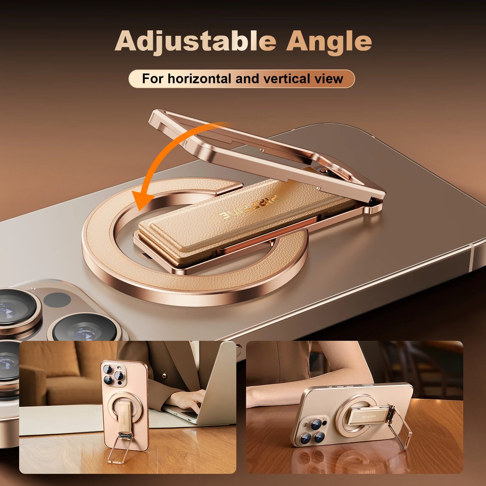 Eary حامل حلقة الهاتف الجلدية المغناطيسية ل MagSafe جراب هاتف قبضة البنصر حامل آيفون 17 الهواء 16 برو ماكس 15 14 13 12