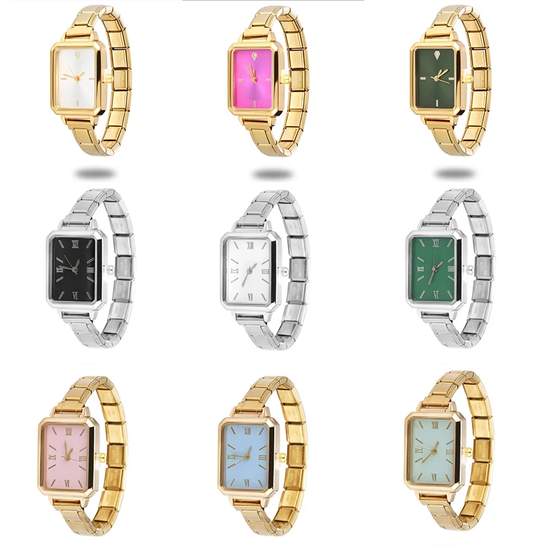 Pulseira de relógio quadrada de aço inoxidável de alta qualidade para homens mulheres amigo aniversário joias faça você mesmo presentes