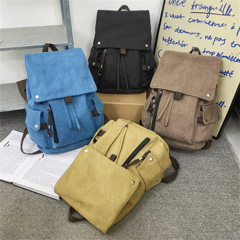 Large Capacity New Ladies Anti-theft Backpack Fashion High Quality Canvas Women Student Bags Solid Color New Ladies Backpack Sac