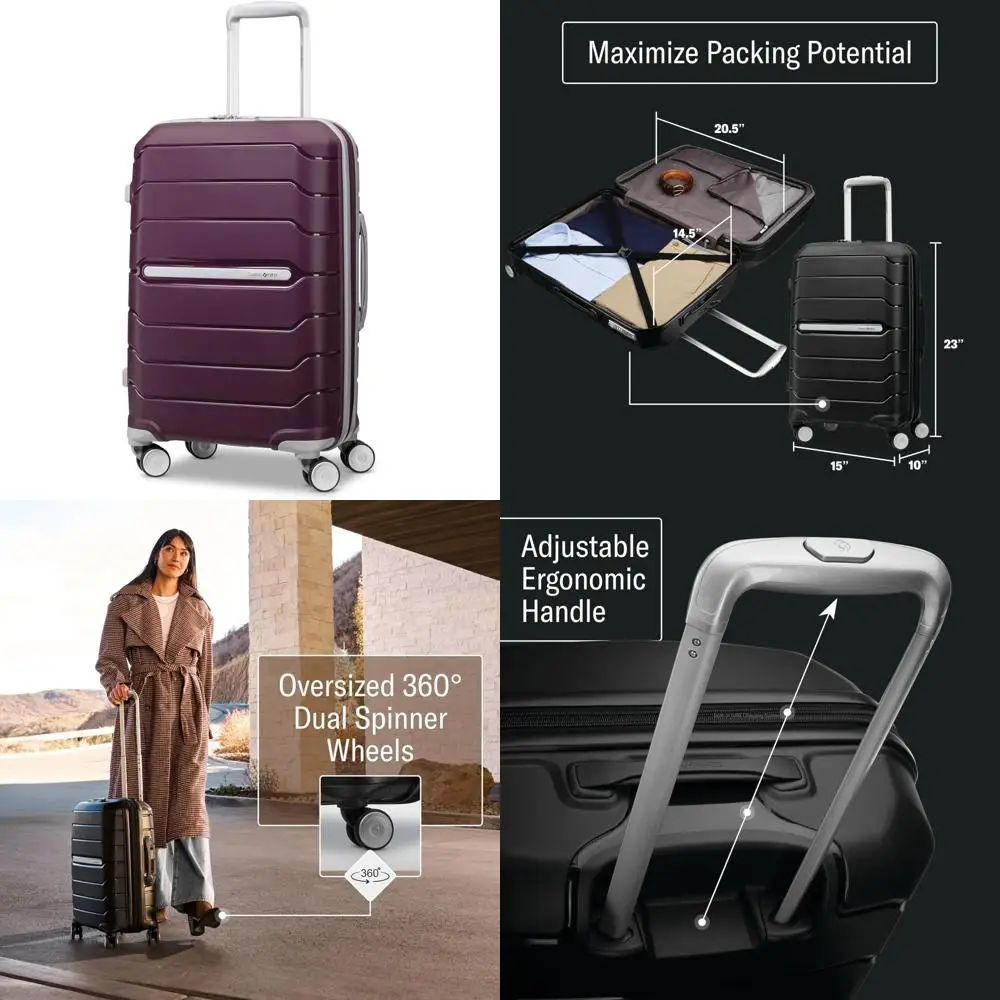 

expandable hardshell spinner carry-on luggage - tsa and airline approved